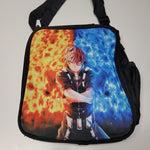 Anime Backpack Lunch Box Pencil Case Set Bag Strap 16 Inch Tall Fire Ice Hero