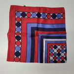 Square Scarf Blue Red Japan Acetate Womens Soft Vintage Geometric USA 24 Inch