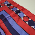 Square Scarf Blue Red Japan Acetate Womens Soft Vintage Geometric USA 24 Inch