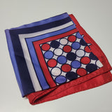 Square Scarf Blue Red Japan Acetate Womens Soft Vintage Geometric USA 24 Inch