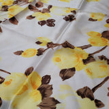 Square Scarf Japan Acetate Floral Yellow Roses Womens Soft Vintage  USA 24 Inch