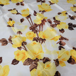 Square Scarf Japan Acetate Floral Yellow Roses Womens Soft Vintage  USA 24 Inch
