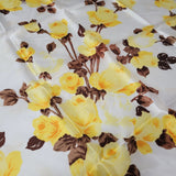 Square Scarf Japan Acetate Floral Yellow Roses Womens Soft Vintage  USA 24 Inch