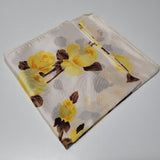 Square Scarf Japan Acetate Floral Yellow Roses Womens Soft Vintage  USA 24 Inch