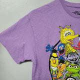 Sesame Street Gang Tee Shirt Purple Womens Medium Big Bird Muppets Elmo Cookie
