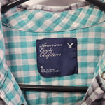 American Eagle Outfitters Plais Shirt Snap Pockets Women's Size 4 Small Gray