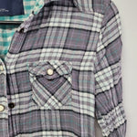 American Eagle Outfitters Plais Shirt Snap Pockets Women's Size 4 Small Gray