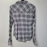 American Eagle Outfitters Plais Shirt Snap Pockets Women's Size 4 Small Gray