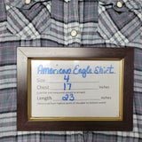 American Eagle Outfitters Plais Shirt Snap Pockets Women's Size 4 Small Gray