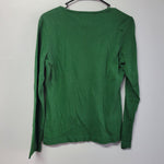 Snowman Glitter Long Sleeve Tee Shirt Winter Christmas Dark Green Womens Small