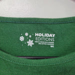 Snowman Glitter Long Sleeve Tee Shirt Winter Christmas Dark Green Womens Small