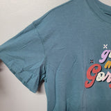 Joyspun Morning Gorgeous Tee Shirt Cropped Soft Womens Small Short Sleeve Blue