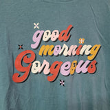 Joyspun Morning Gorgeous Tee Shirt Cropped Soft Womens Small Short Sleeve Blue