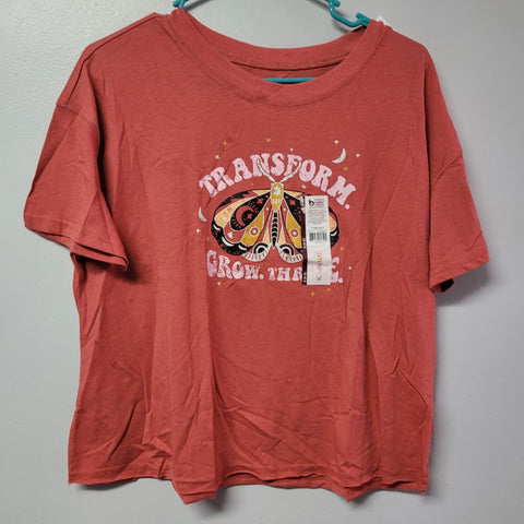 Joyspun Moth Grow Tee Shirt Cropped Soft Womens Small Short Sleeve Transform