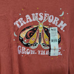 Joyspun Moth Grow Tee Shirt Cropped Soft Womens Small Short Sleeve Transform