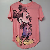 Disney Mickey Mouse Tee Shirt Juniors Small Pink Cartoon Sketch Short Sleeve