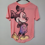 Disney Mickey Mouse Tee Shirt Juniors Small Pink Cartoon Sketch Short Sleeve
