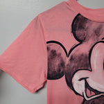 Disney Mickey Mouse Tee Shirt Juniors Small Pink Cartoon Sketch Short Sleeve