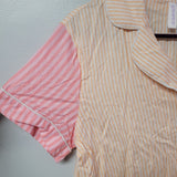 Joyspun Pajama Top Striped Shirt Collar Pocket Pink Peach Tags Womens Small Tags