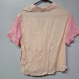 Joyspun Pajama Top Striped Shirt Collar Pocket Pink Peach Tags Womens Small Tags