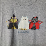 Scared Cats Halloween Shirt Gray Costumes Cute Kitty Womens Medium Tee