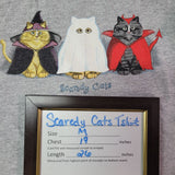 Scared Cats Halloween Shirt Gray Costumes Cute Kitty Womens Medium Tee