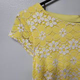 Madison Leigh Dress Lace Yellow Daisy Womens Size 6 Zipper Cap Sleeve Small