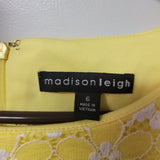 Madison Leigh Dress Lace Yellow Daisy Womens Size 6 Zipper Cap Sleeve Small