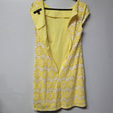 Madison Leigh Dress Lace Yellow Daisy Womens Size 6 Zipper Cap Sleeve Small