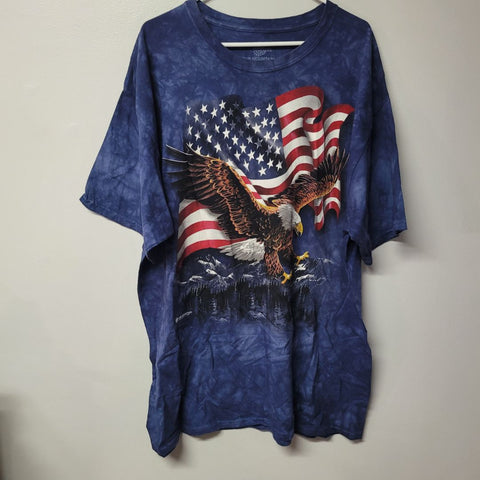 The Mountain Eagle Flag Tee Shirt Mens 2XL Cotton Print USA America Freedom