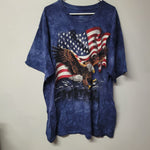 The Mountain Eagle Flag Tee Shirt Mens 2XL Cotton Print USA America Freedom