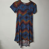 Lularoe Dress Short Sleeve Chest Pocket Womens XXS Geometric Tribal Mid Length