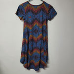 Lularoe Dress Short Sleeve Chest Pocket Womens XXS Geometric Tribal Mid Length