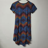 Lularoe Dress Short Sleeve Chest Pocket Womens XXS Geometric Tribal Mid Length