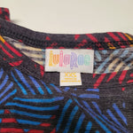 Lularoe Dress Short Sleeve Chest Pocket Womens XXS Geometric Tribal Mid Length