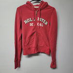 Hollister So Cal Full Zip Cropped Hoodie Sweatshirt Red Pink Womens Junior L