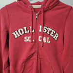 Hollister So Cal Full Zip Cropped Hoodie Sweatshirt Red Pink Womens Junior L