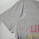 Life Better Sprinkles Tee Shirt Ice Cream Waffle Cone Girls XL Gray Basic School