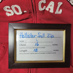Hollister So Cal Full Zip Cropped Hoodie Sweatshirt Red Pink Womens Junior L