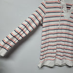 St John's Bay Hooded Shirt Thin Lightweight Hoodie Striped Peach Pink Womens M
