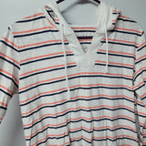 St John's Bay Hooded Shirt Thin Lightweight Hoodie Striped Peach Pink Womens M