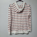 St John's Bay Hooded Shirt Thin Lightweight Hoodie Striped Peach Pink Womens M