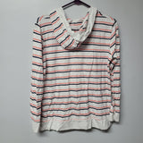 St John's Bay Hooded Shirt Thin Lightweight Hoodie Striped Peach Pink Womens M