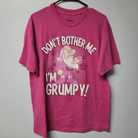 Disney Grumpy Dwarf Tee Shirt Pink Womens Large 12 14 Snow White Dont Bother Me