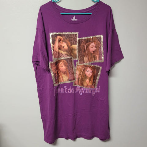 Disney Frozen Sleep Shirt Womens One Size Purple Dont Do Mornings Bed Head Hair