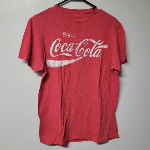 Coca Cola Tee ShirtRed Faded Mens Medium Enjoy Logo Pop Soda Halloween Costume