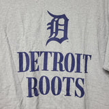 Bally Sports Detroit Tigers Baseball Roots Mens Large Tee Shirt Gray Blue Mich