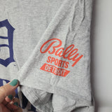 Bally Sports Detroit Tigers Baseball Roots Mens Large Tee Shirt Gray Blue Mich