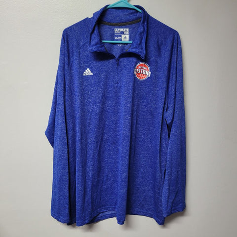 Adidas Pistons Pullover Zip Ultimate Tee Long Sleeve Detroit Basketball NBA 2XL