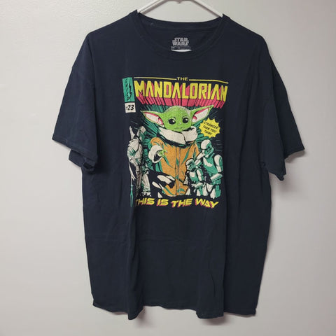 Star Wars Mandalorian Yoda Tee Shirt Mens XL Cotton Black Comic No 23 Graphic
